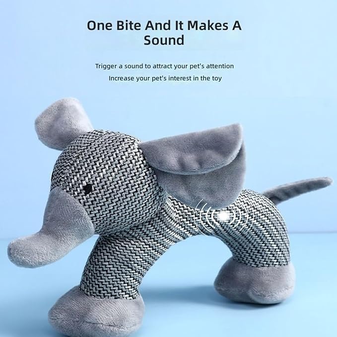 Xcho Linen Safari Companions Squeaky Dog Chew Animals Indestructible Dog Chew Toys Puppy Toys to Keep Them Busy for Small Medium Dogs Uitable for Indoor and Outdoor Throwing Play(Elephant)