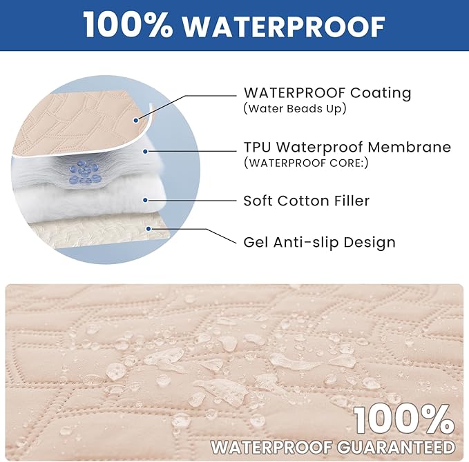 Waterproof Dog Bed Cover Pet Blanket, Soft Couch Cover for Dogs Washable, Non-Slip Dog Blanket Protect Furniture Couch Sofa Car for Puppy Large Dogs Cat (82x120 Inch, Beige)