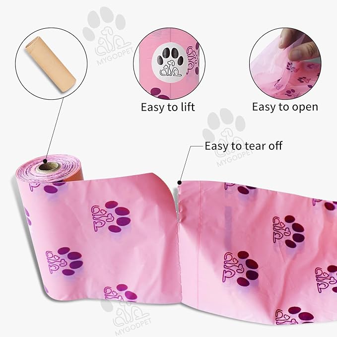 Dog Poop Bags Rolls 300 Count Biodegradable Poop Bags Refills for Dog and Cat Lavender Scented Waste Bag Leak Proof Doggie Poop Bag Doggy Trash Bag Purple