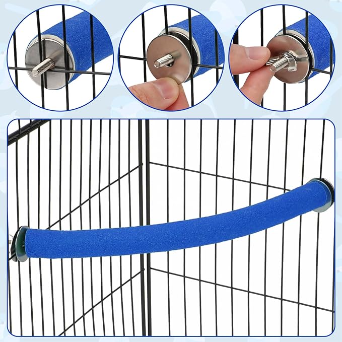 Rypet Parrot Perch Stand Toy Used for Cage Corner for Paw Grinding Clean Stick Exercise, Rough-Surfaced Quartz Bird Perch Standing Cage Accessorie for for Small Parakeets Cockatiel Conures (Blue S)