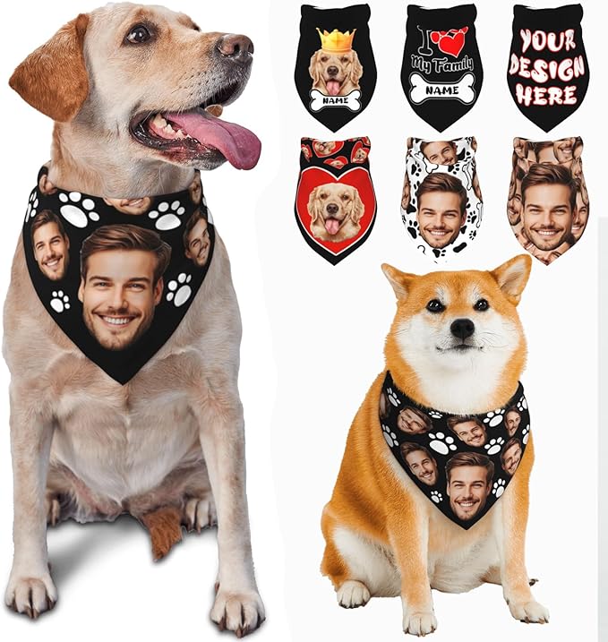 Custom Dog Bandana for Cat Dog Pet Add Your Design Personalized Neckwear Bandanas with Your Text Logo Image Customized Pet Scarf Funny Gifts Style 05