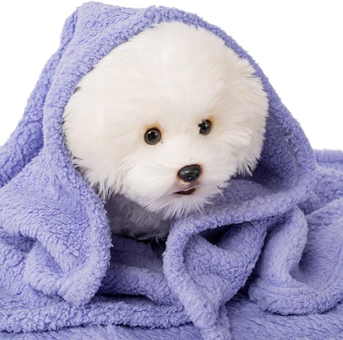 3 Blankets, Dog Cat Pet Blanket, Soft Warm Fleece, for Puppy, Small Dogs or Kitten, Cats, Plush Fuzzy Blanket for Bed, Sofa, Travel (24" x 18", 3/Pack, Lavender+Pink+Dark Pink)