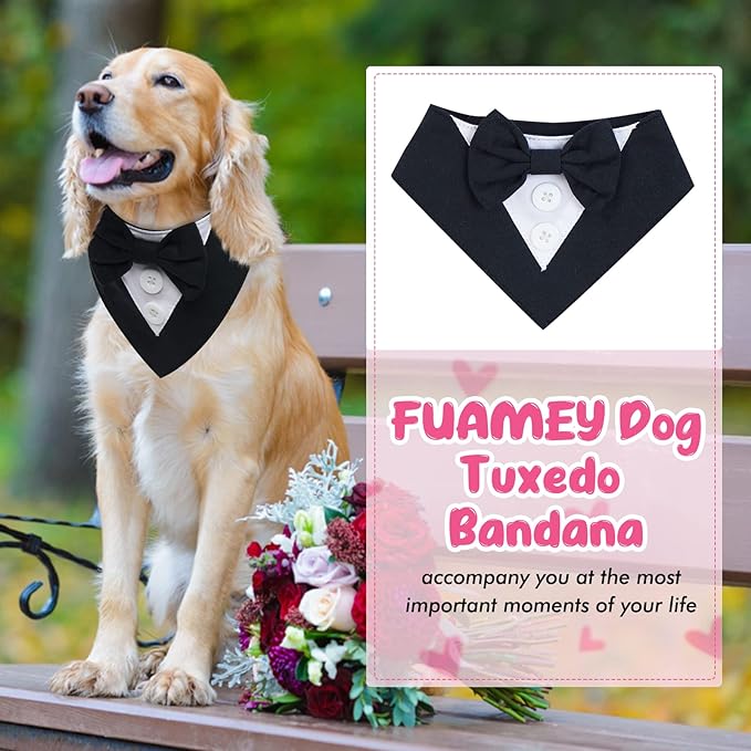 FUAMEY Dog Tuxedo, Adjustable Black Polycotton, X-Small, Formal Attire for Small Breeds, Wedding, Birthday, Valentine's Day, Cosplay