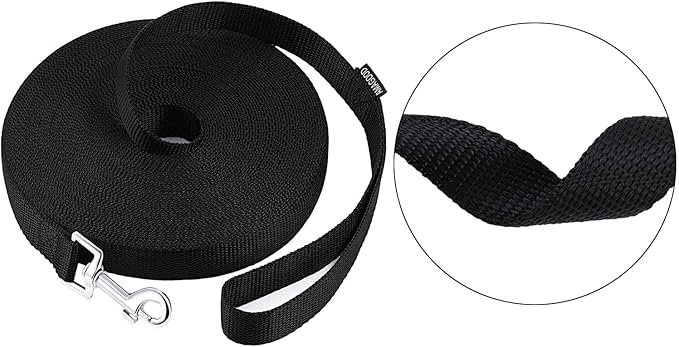 AMAGOOD Dog Leashes Heavy Duty 15ft 20ft 30ft 50ft 100ft Long Leashes-for Training,Tie Out(100Feet x 1Inch,Black)
