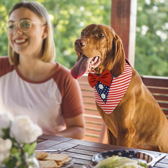 FUAMEY Dog Tuxedo American Flag for Large Dogs,Dog Formal Suit Dogs Attire Pet Bow Tie Puppy Party Costumes Cat Tux Outfits Pets Bandana Cosplay Adjustable Bowties 4th of July Independence Day L