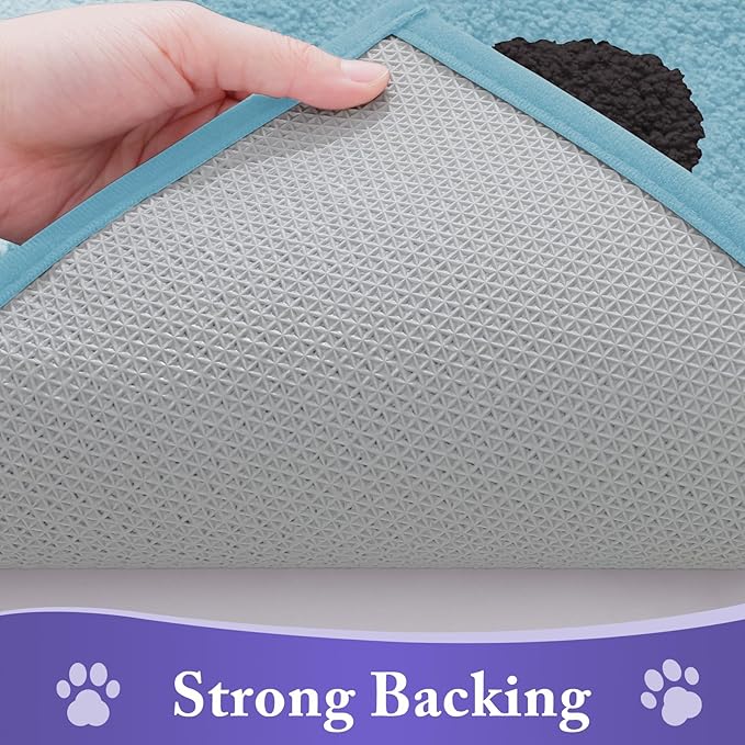 Buganda Dog Door Mat for Muddy Paws, Absorbent Dirt Trapper Non Slip Indoor Doormats, Washable Low-Profile Mat for Mud Dogs, Entryway Carpet for Inside Floor (36x24 Inches, Blue)
