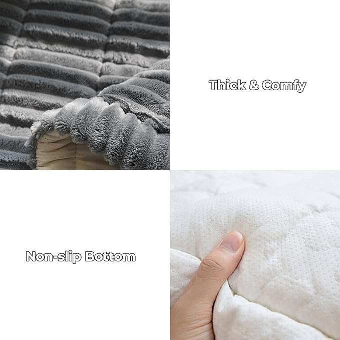 FUNNY FUZZY Pet Couch Covers for Sofa, Flannel Dog Couch Cover for Dogs Washable, Sofa Cover Furniture Protector Pet-Friendly Sofa Cover for Dogs & Kids (Dark Gray, 27.6"×82.7")