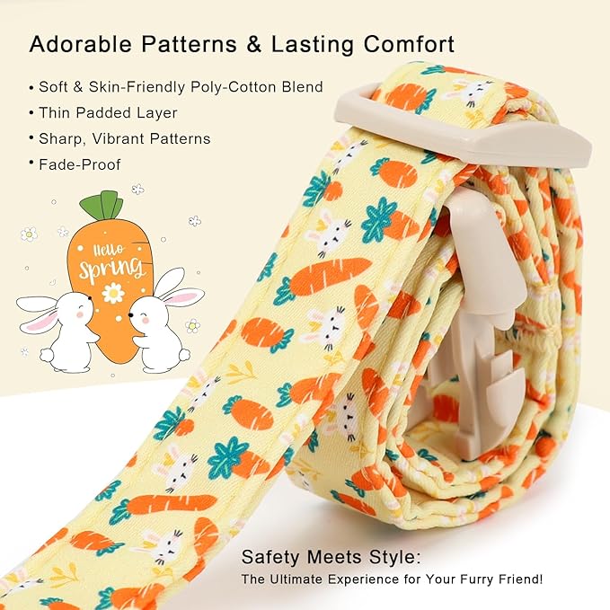 Easter Dog Collar for Medium Dogs - Cute Carrot Bunny Easter Collars for Boy Girl Dogs, Lightweight Adjustable Yellow Cartoon Holiday Dog Collar M