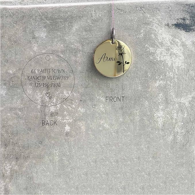Cats Dogs ID Tags Personalized Engraving Birth Flowers Pattern for Custom Pets Collar Accessories 316L Stainless Steel Extra Small Round Name Plate