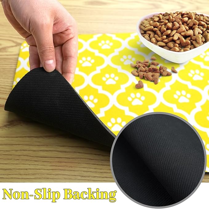 Dog Food Mat 17X30 Inch Pet Feeding Absorbent Mats for Floor Cat Water Bowl Placemats Non-Slip Washable Dog Mat for Food and Water