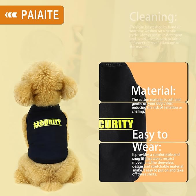 Discover Cozy Cotton Canine Wear: Soft, Lightweight, and Breathable Dog Shirt Vest with Eye-Catching Graphics(Security), Keeping Your Furry Friend Warm and Comfy! Grey 3XL
