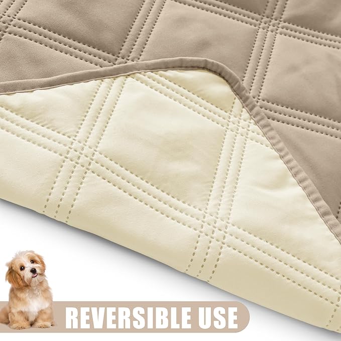 Smiry Waterproof Dog Bed Cover Blanket 40x50, Soft Reversible Pet Blanket, Washable Leakproof Cats Dogs Couch Cover for Sofa, Couch, Furniture, Taupe/Beige