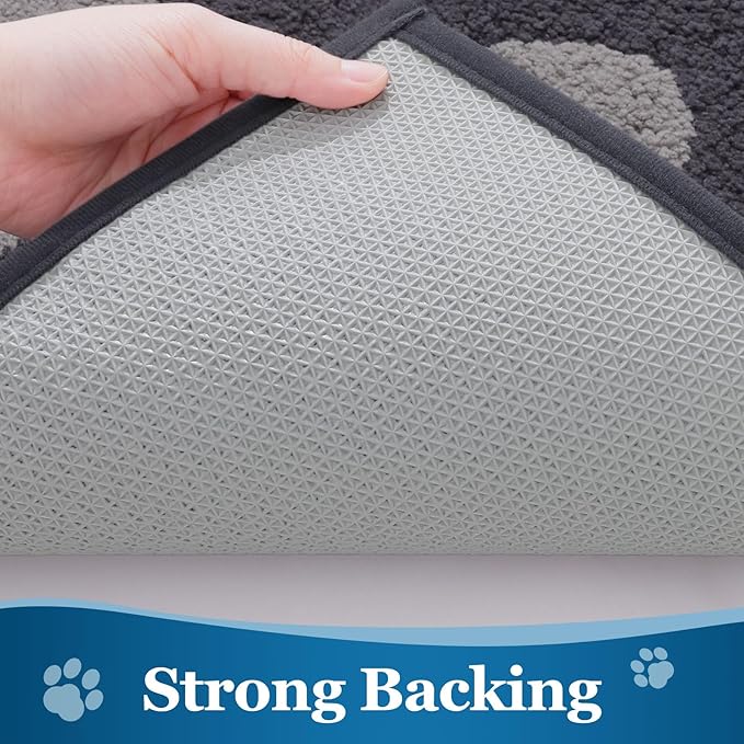 Buganda Dog Door Mat for Muddy Paws, Absorbent Dirt Trapper Washable Indoor Doormats, Non Slip Low-Profile Mud Mat for Dogs, Front Entrance Doormat for Inside Floor (47x20 Inches, Dark Grey)