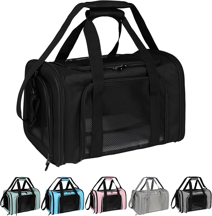 Top tasta Dog Cat Carrier Pet Carriers for Small Medium Large Cats Dogs Carrier Under 25 Lbs Soft Sided Small Puppy Dog Carrier Portable Foldable Dog Cat Travel Carrier （Black 20 * 13 * 13）