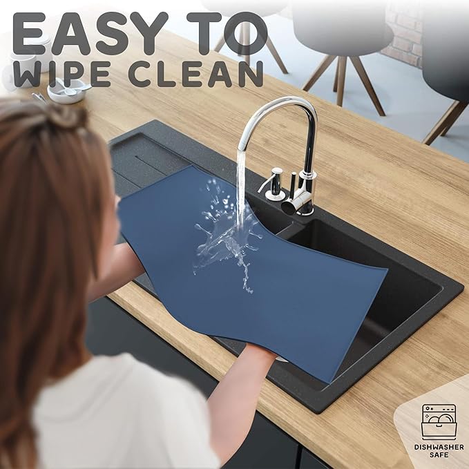 Dog Food Mat - Raised Edges Dogs Mat for Food and Water Prevent Spill, Waterproof Cat Food Mats Protect Floors, Easy Clean Dog Bowl Mats for Food and Water, Silicone Pet Food Tray
