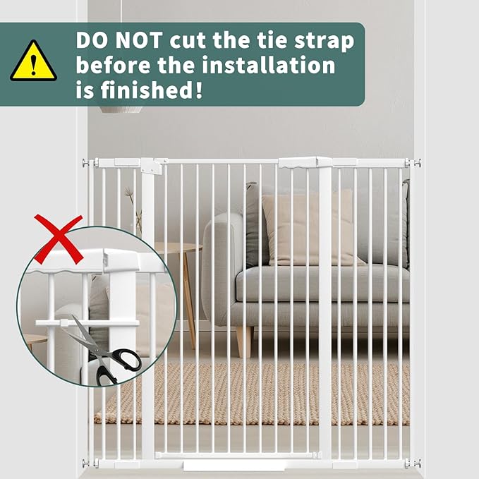 40.55" Tall, 45.86-53.74 Inch Wide, 1.37" Ultra Narrow Spacing Dog Pet Baby Gate Indoor for Doorway Hallway, Pressure Mounted 46 47 48 49 50 51 52 53 Inches Wide