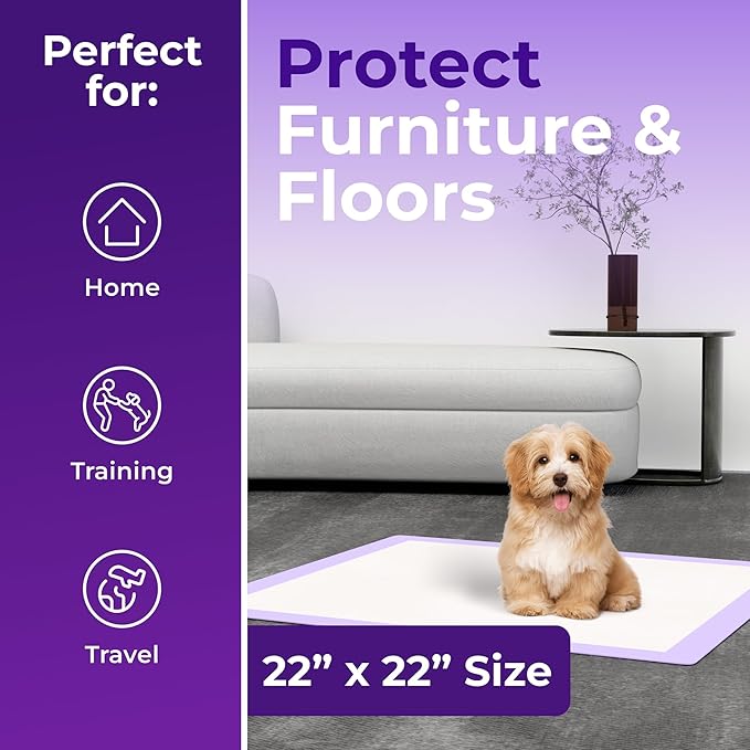 GREEN LIFESTYLE Pee Pads - Super Absorbent & Leak-Proof Pee Pads for Dogs - Puppy Pads - Waterproof Dog Pads, Lavender Scented Dog Training Pads for Cats, Rabbits (Pack of 40 - 22x22)