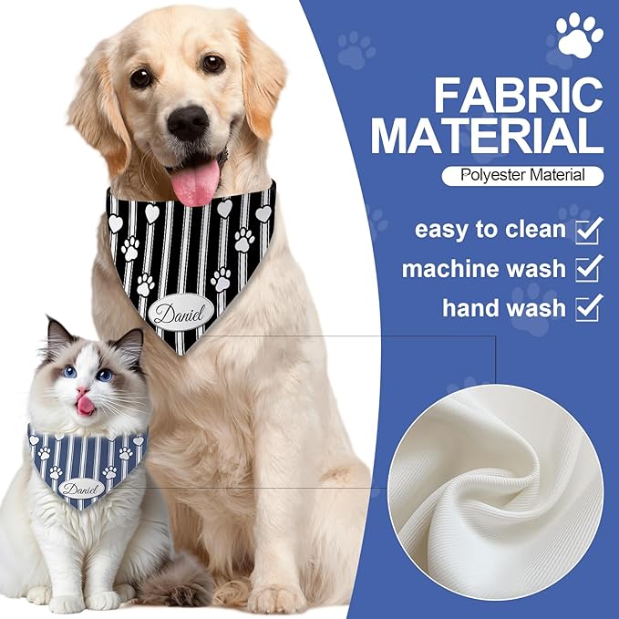 Personalized Dog Bandana Custom Name & Design, Premium Custom Dog Bandana for Small Medium Large Dogs, Soft Fabric Pet Scarf Personalized Pet Accessories Gift (Premium Elegant, Large)