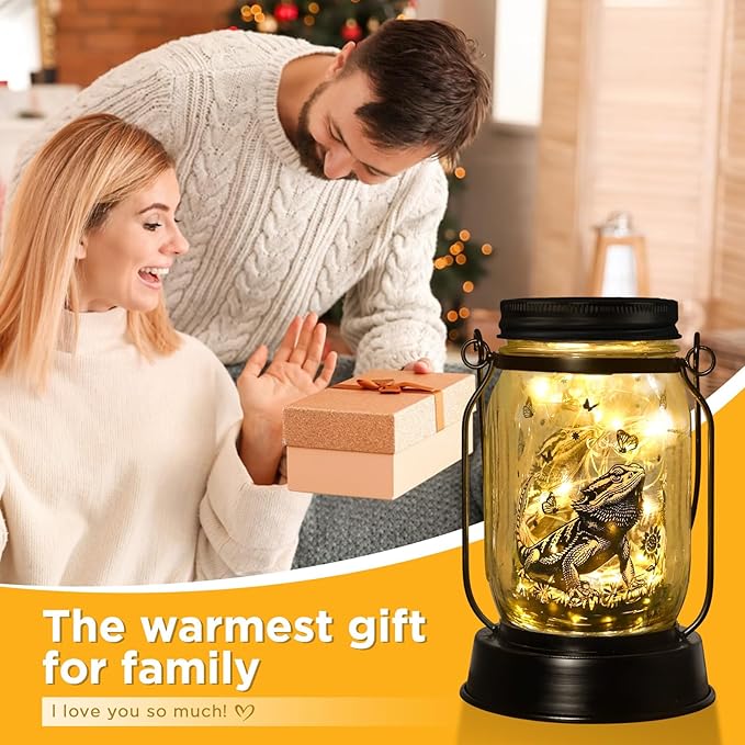 Bearded Dragon Gifts for Women/Men Bearded Dragon Solar Lanterns Mom Birthday Animal Lovers Lantern Animal Memorial Lights Solar Garden Decoration for Yard, Patio,Backyard,Porch Torches, Home Decor