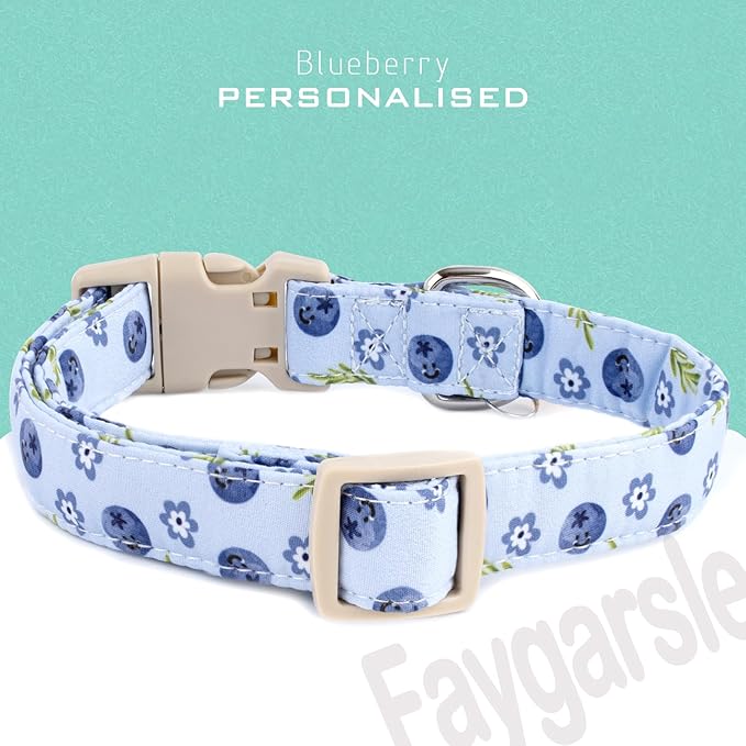 Faygarsle Blueberry Pattern Dog Collar for for Summer Small Medium Large Dogs Light Blue S
