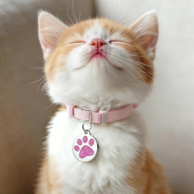 Dog Tags Personalized for Pets Dog Name Tags Personalized Dog Tag Engraved with Any Name & Text Custom Dog ID Tags Glitter Bone ID Tag for Puppy Cat (Blue-Round, S)
