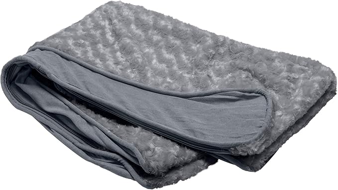 Furhaven Replacement Dog Bed Cover Ultra Plush Faux Fur & Suede Contour Luxe Lounger, Machine Washable - Gray, Jumbo Plus (XX-Large)