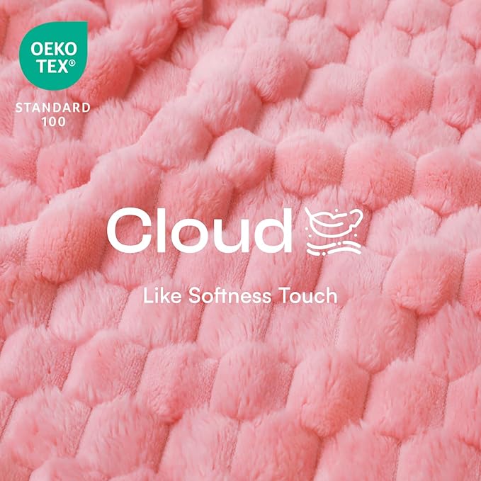 Luciphia Soft 300GSM Fleece Pet Blanket for Small Medium Large Dogs Washable 3D Textured Flannel Cat Puppy Decorative Furniture Protector Throw Durable Pink, L(41''x31'')