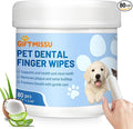80 Counts Pet Dental Finger Wipes for Dogs and Cats - Disposable Dog Teeth Cleaning Wipes for No-Rinse Daily Oral Care, Pet Tooth Cleaning Wipes