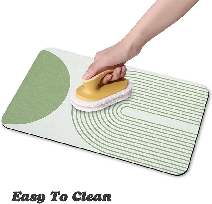 Dog Food Mats for Floors Waterproof, Cat Water Bowl Mats Pet Feeding Absorbent Mat Placemats for Food and Water Green Bohemia 16 * 24 inch
