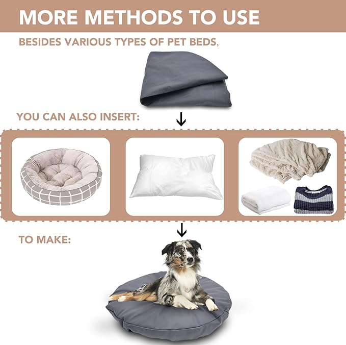 Dog Bed Cover Waterproof Replacement Machine Washable Covers for Dog Bed Heavy Duty Scratch Resistant Mattress Protector Pet Bed Round 30x30 Inch Cover Only