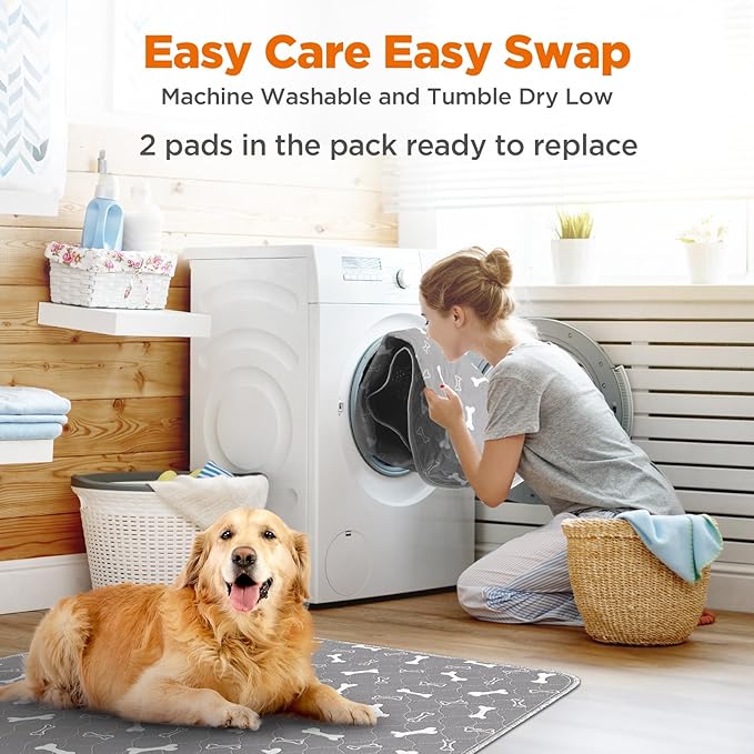 Reusable Puppy Pads , 2Pack Washable Pee Pads for Dogs, Super Absorbent Leakproof Dog Training Pads, Non-Slip Potty Pads for Floor, Crate, Couch, Whelping Pads Litter Mat Pet Supplies-24”x36”