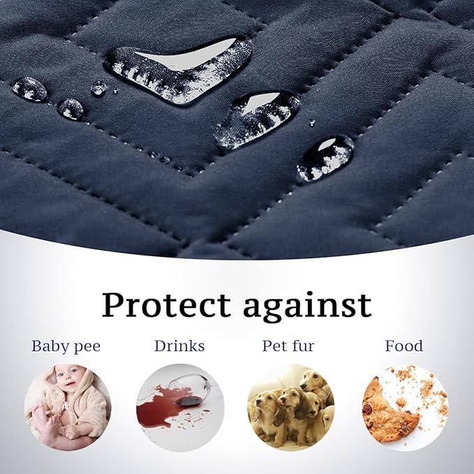 H.VERSAILTEX Reversible Sofa Slipcover Furniture Protector Water Resistant 2 Inch Wide Elastic Straps Sofa Cover Couch Covers Pets Kids Fit Sitting Width Up to 66" (Sofa: 75" x 110", Navy/Beige)