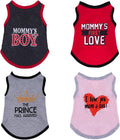 4 Pack Dog Shirts Summer Printed Puppy Clothes Novel Sleeveless Pet T Shirts Dog Clothes for Small Medium Dogs Cats Boy(XS)