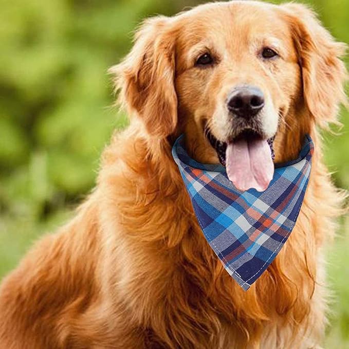 8 Pack Large Dog Bandanas, Reversible Plaid Dog Bandanas Boy Girl Painting Bibs Scarf Kerchief, Washable and Adjustable Spring Summer Fall Bandana for Dogs Cats Pets (XX-Large(80cm))