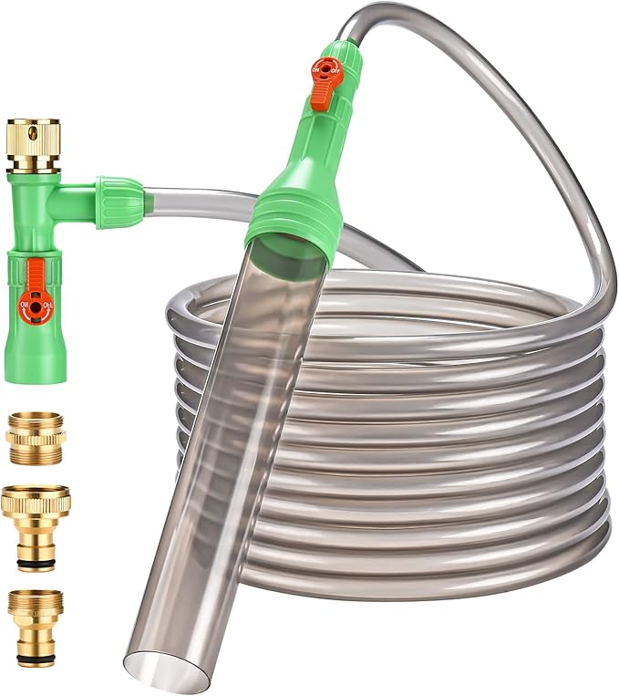 ZZM Fish Tank Cleaning Tools, Aquarium Water Changer Kit, Siphon Fish Tank Vacuum Gravel Cleaner, Universal Water Pump Accessories for Aquarium Quick Water Change (50ft)