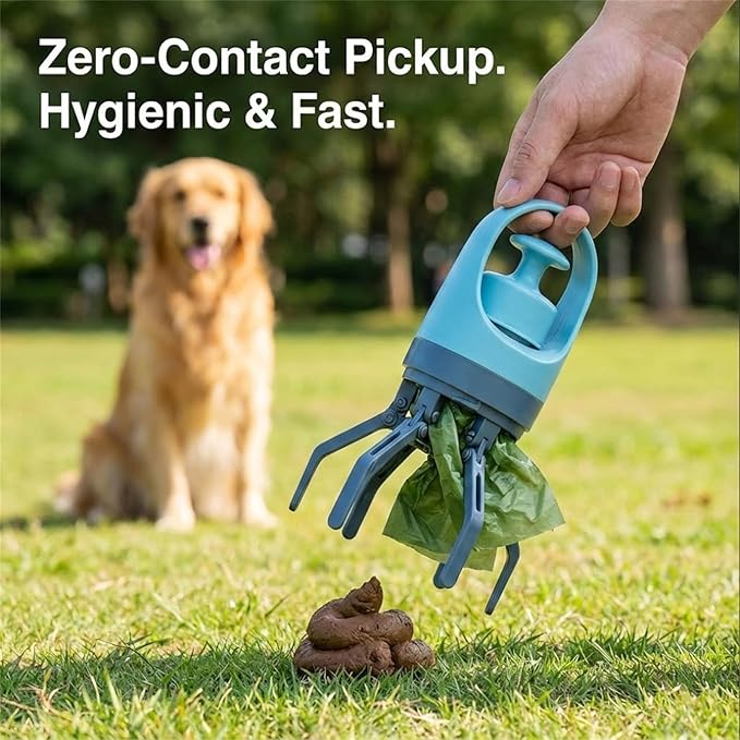 Quick Scoop Poop Scooper, Portable Dog Pooper Scooper, Easy Claw Pick up Tool for Dogs, Leak-Proof Waste Bag Holder for Outdoor Walks (Orange)