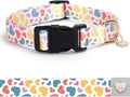 Love Pattern Dog Collar with Buckle Adjustable Safety Nylon Collars for Small Medium Large Dogs, Cute Stylish Girl Boy Christmas Dog Collar(White Heart,M)