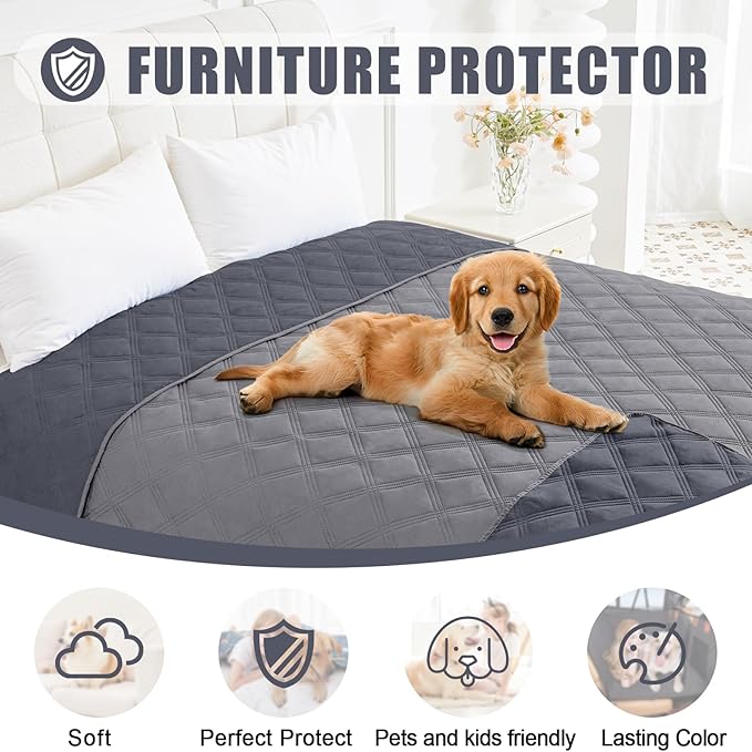 Smiry Waterproof Dog Bed Cover Blanket 30x70, Soft Reversible Pet Blanket, Washable Leakproof Cats Dogs Couch Cover for Sofa, Couch, Furniture, Lattice, Grey/Dark Grey (Pack of 2)