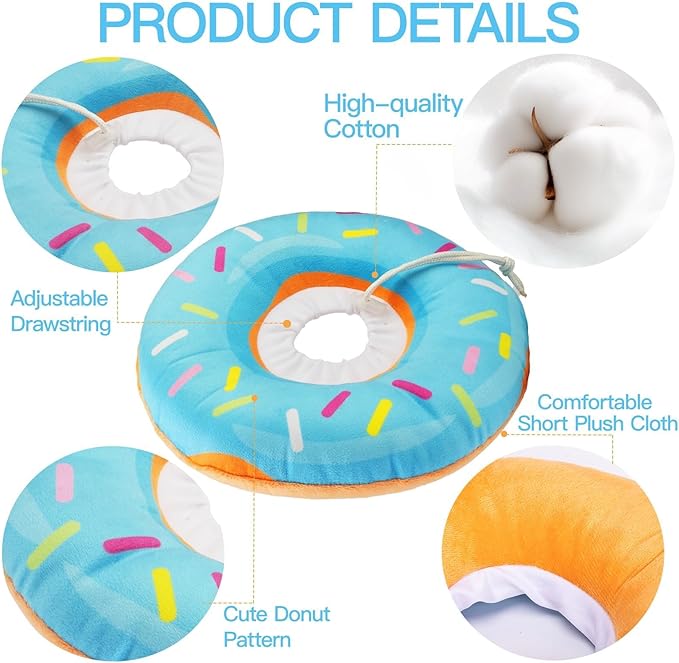 Cat Cone Collar Soft, Cute Cat Donut Collar After Surgery, Adjustable Kitten Recovery Cones to Stop Licking, Lightweight Neck Elizabethan Collars for Cats Kittens (Blue, Large)