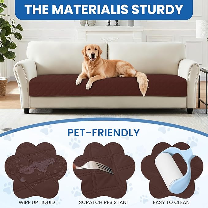 Waterproof Dog Bed Cover Pet Blanket, Soft Couch Cover for Dogs Washable, Non-Slip Dog Blanket Protect Furniture Couch Sofa Car for Puppy Large Dogs Cat (52x82 Inch, Coffee)