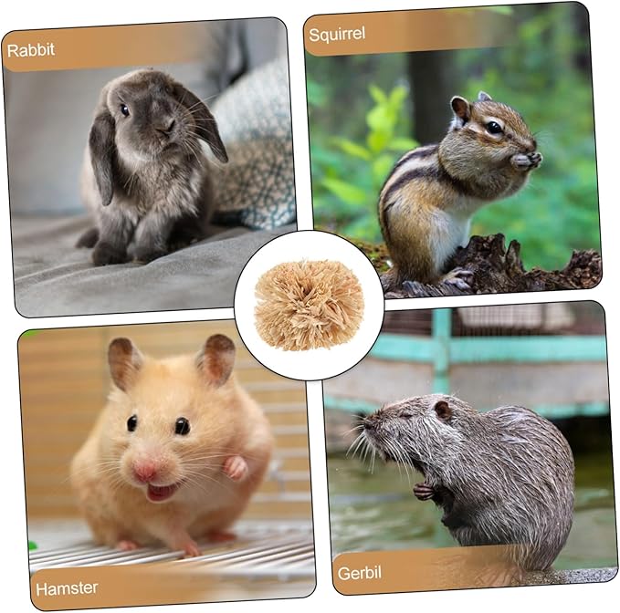 BESPORTBLE 2Pcs Small Bunny Molar Chew for Hamsters Guinea Pigs Rabbits Natural Non Edible Pet Balls to Protect Furniture and Promote Healthy Teeth for Small Animals