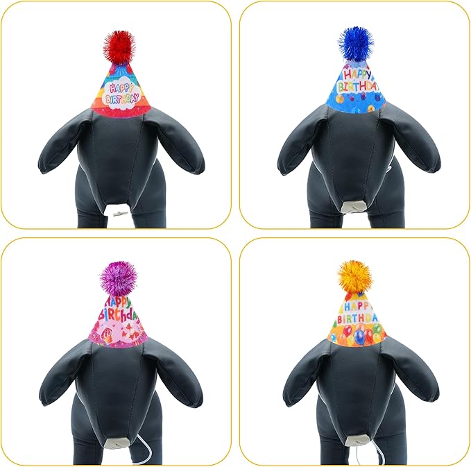 6pcs/Pack Dog Birthday Hats Party Hats for Small MediumPuppies Doggie Cats Boy Girl Birthday Costume Accessories