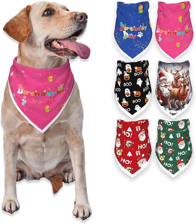Birthday Dog Bandanas Girl,Pink Reflective Dogs Scarfs for Birthday Party Decorations Supplies for Dogs Pet Accessories,Cat Dogs Triangle Pet Scarves for Medium Dogs Outfit,M