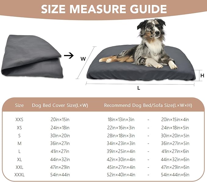 Dog Bed Cover Waterproof Replacement Machine Washable Covers for Dog Bed Heavy Duty Scratch Resistant Mattress Protector Pet Bed 24x18 Inch Grey Cover Only