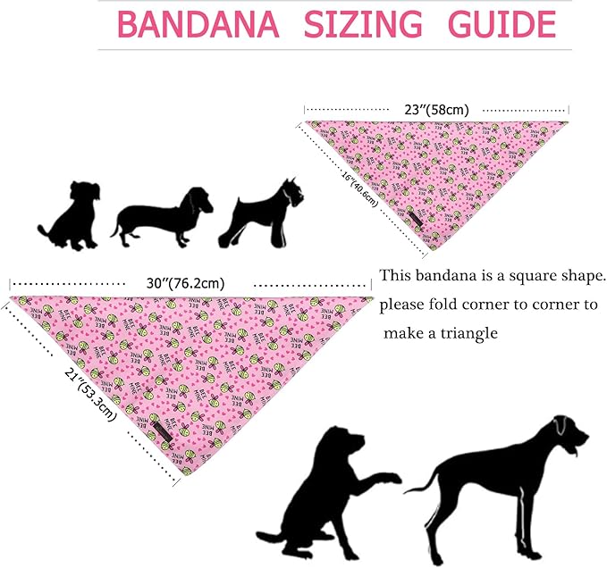 ARING PET Bee Dog Bandanas, Spring Yellow Pink Bees Pet Bandana Scarf Triangle Bibs for Puppy Small Medium Large Boy Girl Dogs Cats-S