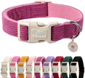 Cute Corduroy Dog Collar - Fuchsia Adjustable Dog Collars for Small Dogs 10-25lbs, Fade-Proof with Secure Snap & Little Charm, Christmas Birthday Gift, S