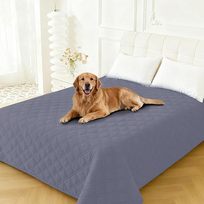 Waterproof Dog Bed Cover, Non-Slip Dog Blanket for Couch, Couch Covers for Dogs Washable, Pet Blanket for Furniture, Pet Bed Mat for Sofa, Car, Pet Supplies (82x102 Inch, Grey Blue)