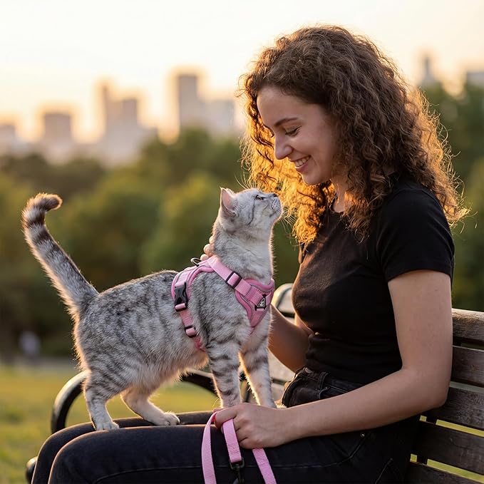 Cat Harness and Leash Set Escape Proof Tactical Extra Large Kitten Harness Emotional Support Cat Vest, Pink, XL