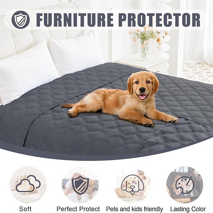 Smiry Waterproof Dog Bed Cover Blanket 30x70, Soft Reversible Pet Blanket, Washable Leakproof Cats Dogs Couch Cover for Sofa, Couch, Furniture, Dark Grey/Dark Grey