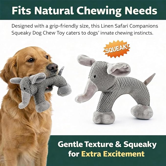 Linen Safari Companions, Squeaky Dog Chew Animals, with Durable Linen Material, Durable and Resistant to Chewing, for Relieve Dog's Boredom (Dog+Monkey)